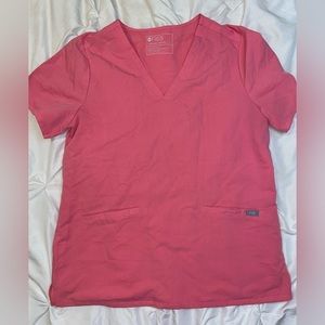 Figs Neon Pink Pocket Scrub Top